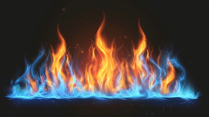 Fototapeta premium Blue and Orange Flames.