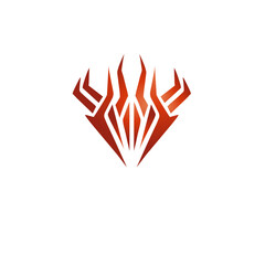 Fiery abstract emblem on black background, symbol of power and energy