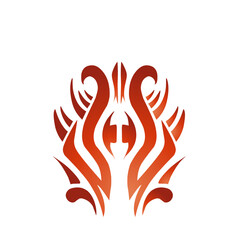 Symmetrical Abstract Design with Warm Tones on a Dark Background Illustration