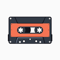 Obraz premium vintage orange cassette tape with black case