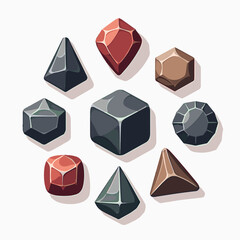 colorful gemstones collection red, brown, black, gray, pink, orange, yellow, green, blue, purple