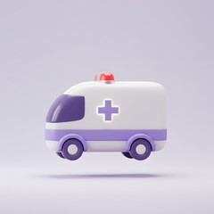 Adorable 3D Render of a Cartoon Ambulance Perfect for Children's Illustrations and Medical-Themed Projects