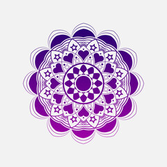 Intricate Purple Mandala Design with Hearts Stars and Petals