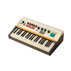 Vintage Synthesizer: A classic, vintage synthesizer, a symbol of retro music, rests. This instrument is a testament to musical innovation and the evolution of sound.