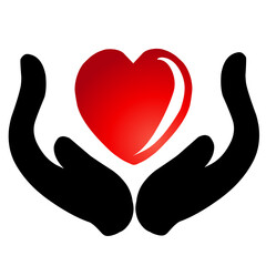 Radiant crimson heart symbol against a stark black backdrop offering romance