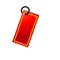Vibrant red tag presentation with a striking orange outline and black background