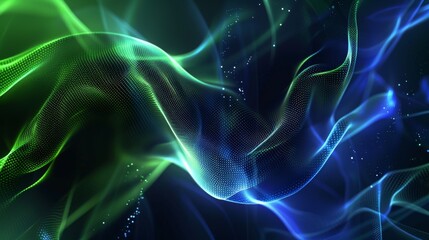 Obraz premium Abstract Green and Black Waves Flowing Design Background