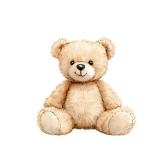 Obraz premium Cuddly Companion: A soft, endearing teddy bear sits invitingly, its button eyes gleaming with a warm smile, radiating comfort and affection in a heartwarming scene.