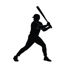 baseball batter vector silhouette on white