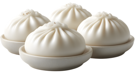 Steaming Buns in Ceramic Dishes A Culinary Delight for Food Photography and Menus