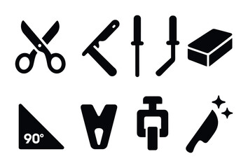 Fototapeta premium Culinary tools solid icons set – kitchen, cooking, utensil graphics
