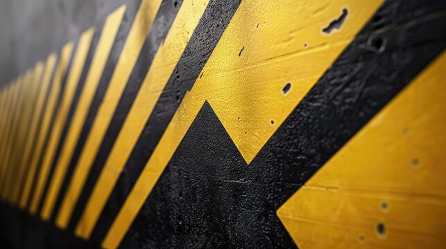 Striking diagonal black and yellow stripes on a textured background creating a bold visual statement - Powered by Adobe