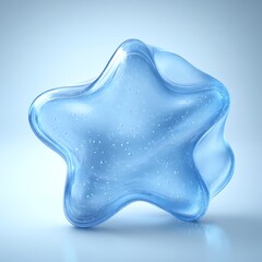 A beautiful translucent blue star shaped object glows softly