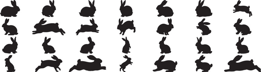 Diverse Bunny Silhouettes Collection Perfect for Design Projects