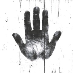 A Dark Hand Print Is Placed On A White Surface