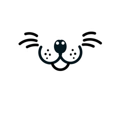 Stylized animal face minimalist design on dark background, a simple art form