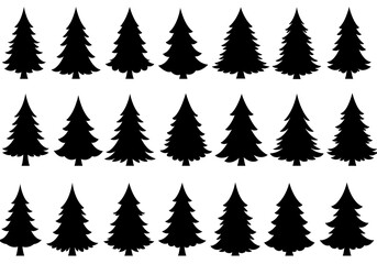 Obraz premium Black Silhouette Christmas Trees: Simple Holiday Graphic AI Generated