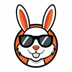 Cool Rabbit Mascot Wearing Sunglasses in a Circle