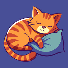 Obraz premium Adorable Orange Tabby Kitten Sleeping Peacefully on Pillow