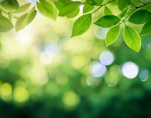 green leaf blurred background with beautiful bokeh and copy space for text