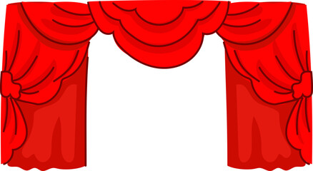 Split Red Curtain Illustration for Stage Reveal Concepts