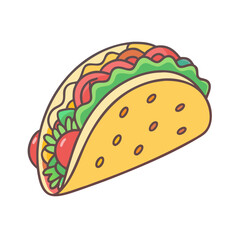 Delicious mexican taco with fresh ingredients vector illustration for restaurant menu design