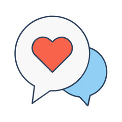 Heart chat bubble message love conversation communication dialogue speech bubble social media icon vector graphic