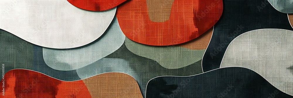 Aufkleber abstract background pattern with overlapping, organic rounded shapes in muted earth tones like red, 