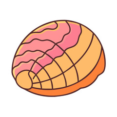 Concha bread mexican sweet bread pan dulce vector illustration bakery dessert food concept