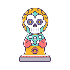 Day of the dead sugar skull figurine vector illustration dia de los muertos decoration art