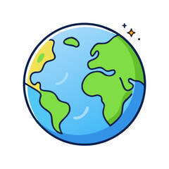 Cartoon earth globe vector illustration for geography education and world map design concept