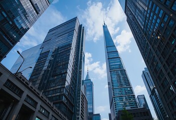 Business skyscrapers in the Financial District, Toronto Downtown.