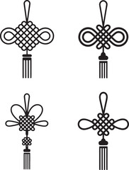 Lucky knots silhouette set vector illustration isolated On Transparent Background