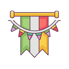 Vector illustration of colorful hanging banner flags for party celebration decoration design