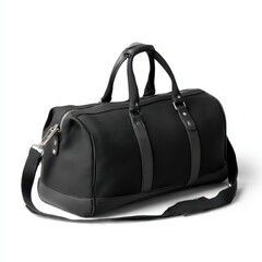 Fototapeta premium Black duffel bag isolated on white background