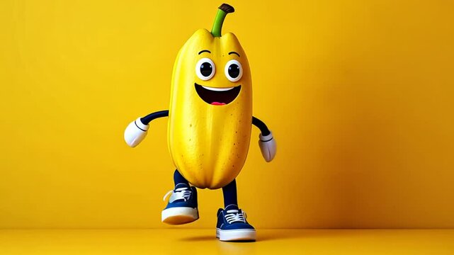 Cheerful Yellow Squash Cartoon Character