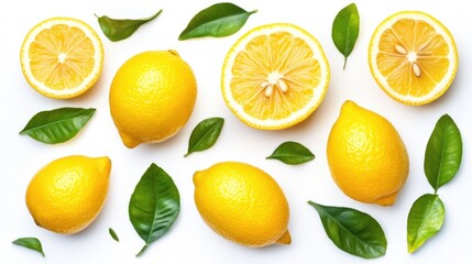 Fresh lemons and leaves