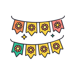Flower garland party decoration vector design for festive celebrations and events banner design