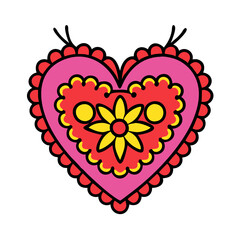 Download decorative heart with flower vector illustration for valentine's day graphic design