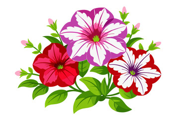 Beautiful floral arrangement of petunia flowers vector illustration botanical design element art