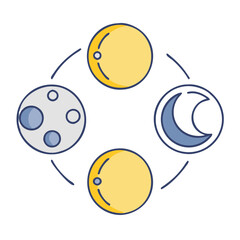 Discover the phases of the moon diagram lunar cycle astronomy education vector illustration
