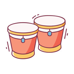 Illustration of bongo drums musical instrument percussion rhythm music sound entertainment culture