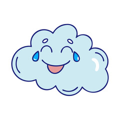 Cartoon crying cloud illustration, sad weather icon, rainy day graphic, cute cloud drawing
