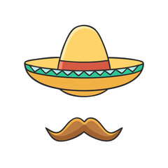 Celebrate cinco de mayo with a traditional mexican sombrero and mustache vector illustration