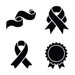 Ribbon banner set element silhouette
