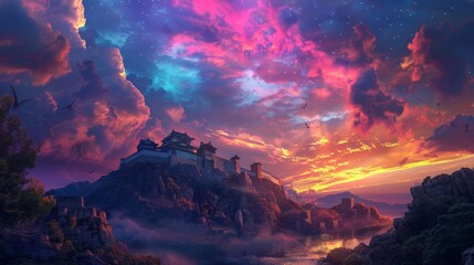 Ethereal Sunrise Watercolor Splash with Warm Gradient Tones