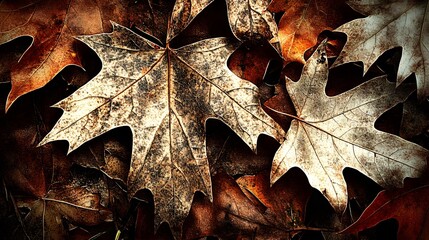 Autumn Leaves Texture Brown Dried Fall Foliage