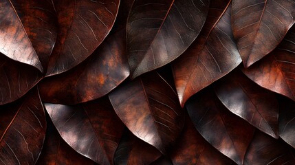 Obraz premium Dark Brown Autumn Leaves Texture Background