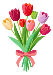 Fototapeta premium Bouquet of tulips flower arrangement floral design spring bloom colorful blossom gift art