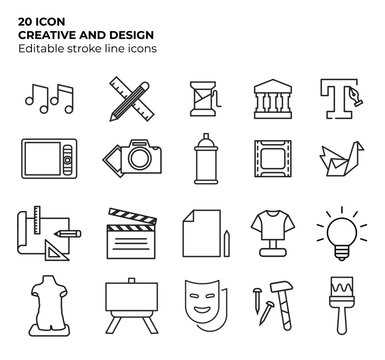 Creative Art Design Icon Set &ndash; Artistic Tools, Design Elements, and Creative Vector Illustrations